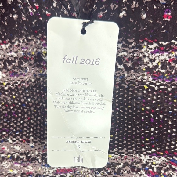 Cabi Crochet Print Black Brown and Cream Buttoned Sheer Paris Blouse Size Large - Picture 6 of 12